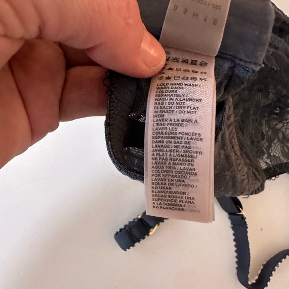 Stella McCartney X Anthro Rosie Grey Underwire Floral Lace Semi-Sheer Bra 32D - Picture 13 of 15